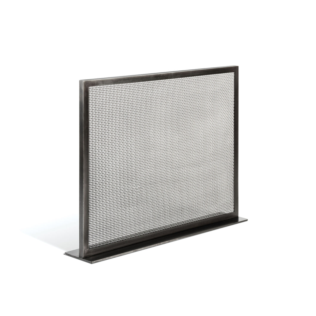 Court Screen, modern blackened steel fireplace screen
