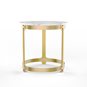30" Gold powder coated Lux Table with Carrara marble top