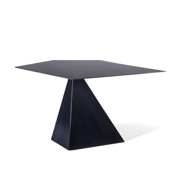 Diamond Table, asymmetrical steel table with gun blue finish