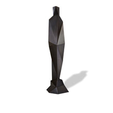 Load image into Gallery viewer, Back view of Fractional Male, geometric sculpture in blackened steel
