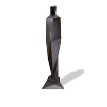 Load image into Gallery viewer, Front view of Fractional Male, geometric sculpture in blackened steel

