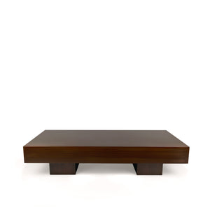 Side view of the Hiro Table, minimalist coffee table with vintage bronze finish
