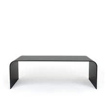 Load image into Gallery viewer, Lin Bench, minimalist curved bench in blackened hot rolled steel 
