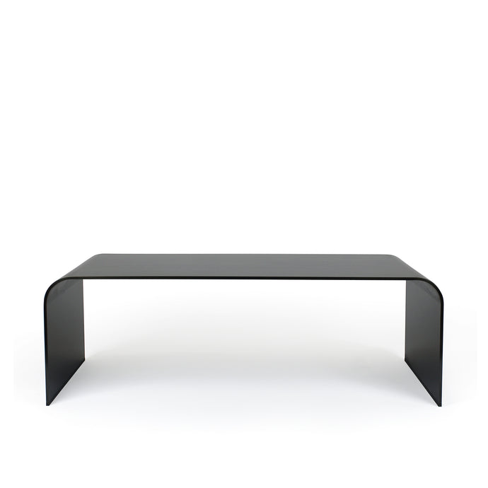 Lin Bench, minimalist curved bench in blackened hot rolled steel 