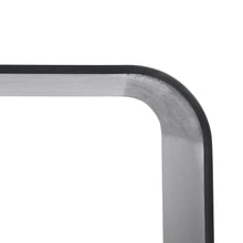 Load image into Gallery viewer, Detail view of Lin Bench, minimalist curved bench in blackened hot rolled steel
