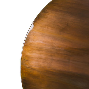 Detail view of Reso Drum finish, round drum table with vintage bronze finish