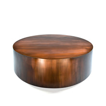 Load image into Gallery viewer, Reso Drum, round drum table with vintage bronze finish
