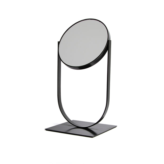 Slate Mirror, vanity mirror with blackened steel frame with adjustable angle