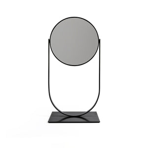 Slate Mirror, vanity mirror with blackened steel frame with adjustable angle