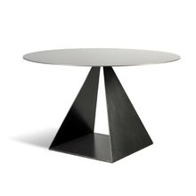 Load image into Gallery viewer, Trillion Table, Modern open pyramid table base with blackened steel finish and top
