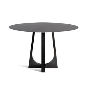 Vega Table, blackened steel bistro table with round top