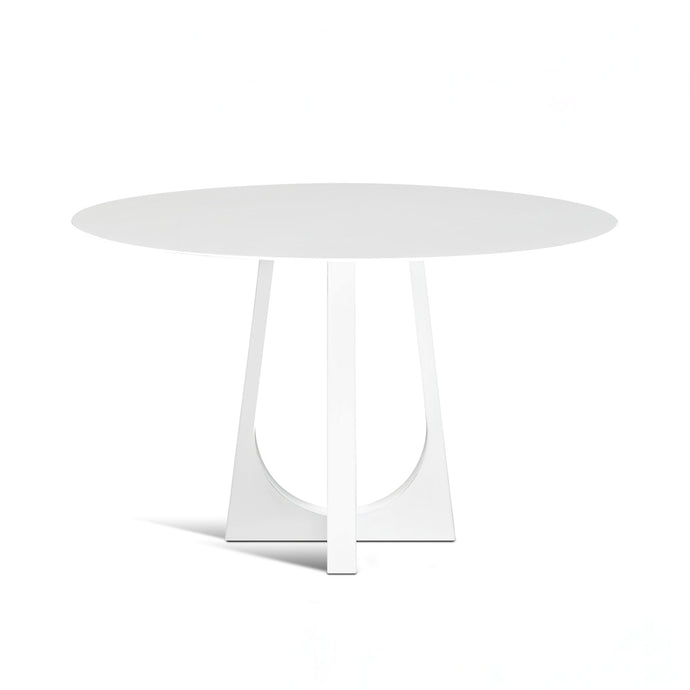 Vega Table, white powder coated bistro table with round top