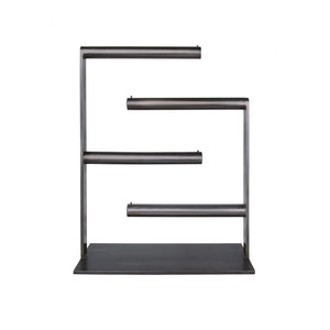 Slate Tiered Bracelet Stand, Blackened steel jewelry display for bracelets and watches