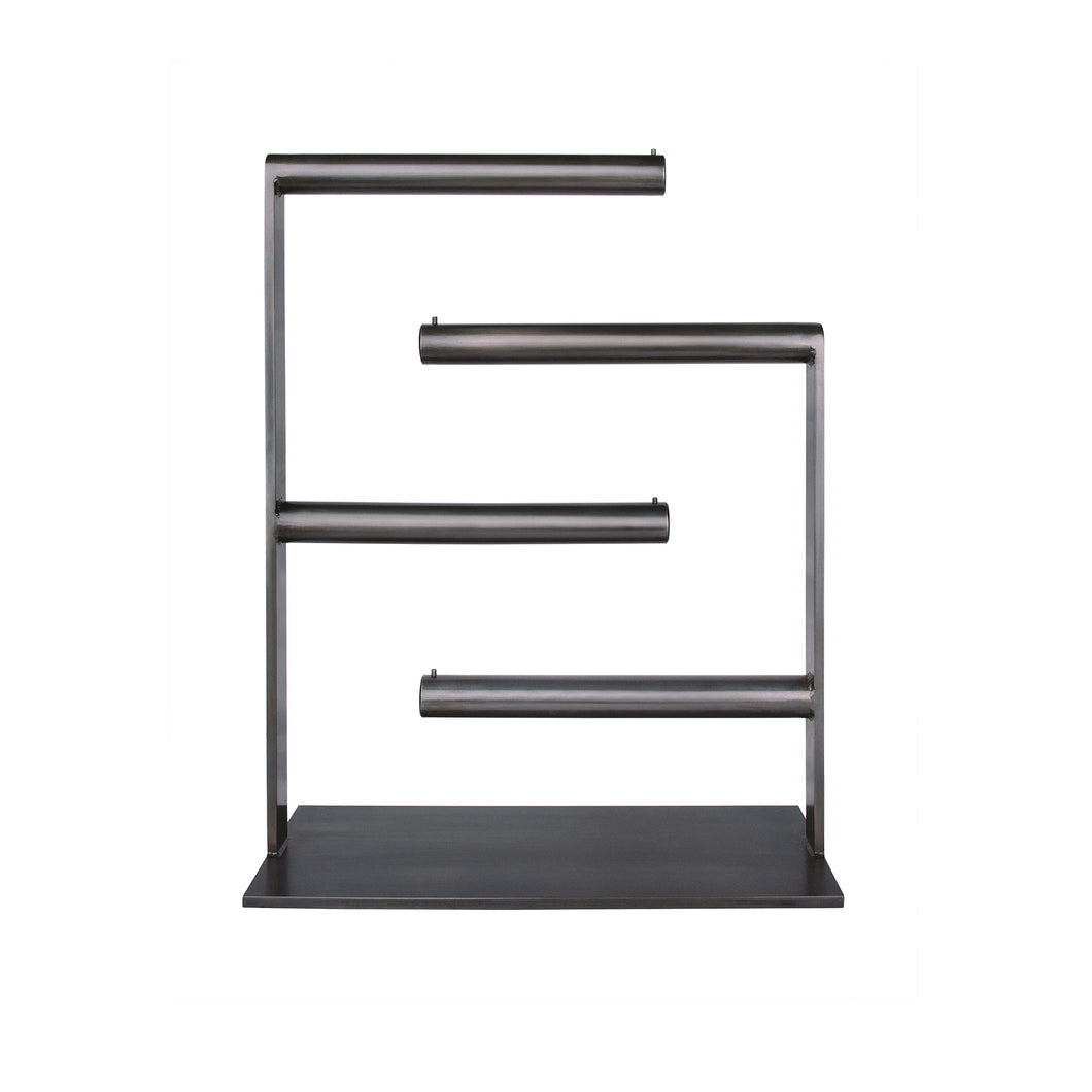Slate Tiered Bracelet Stand, Blackened steel jewelry display for bracelets and watches