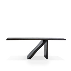 Cantilever Table, contemporary blackened steel table with burnt wood top