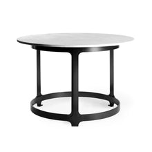 Load image into Gallery viewer, 48&quot; Blackened steel Lux Table with Carrara marble top
