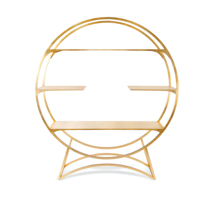 Orb, Gold-leafed circular open shelving unit