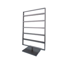 Load image into Gallery viewer, Angled view of Slate Revolving Earring Stand, blackened steel earring stand for jewelry display

