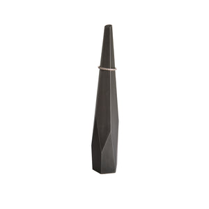 Slate Ring Stand with ring, geometric blackened steel jewelry display