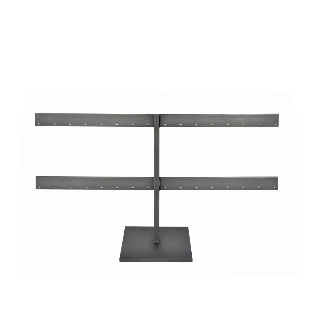 Slate Stud Earring Stand front view, blackened steel earring stand for jewelry display