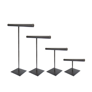 Slate T-Bar Stands in all sizes, blackened steel stands for jewelry display